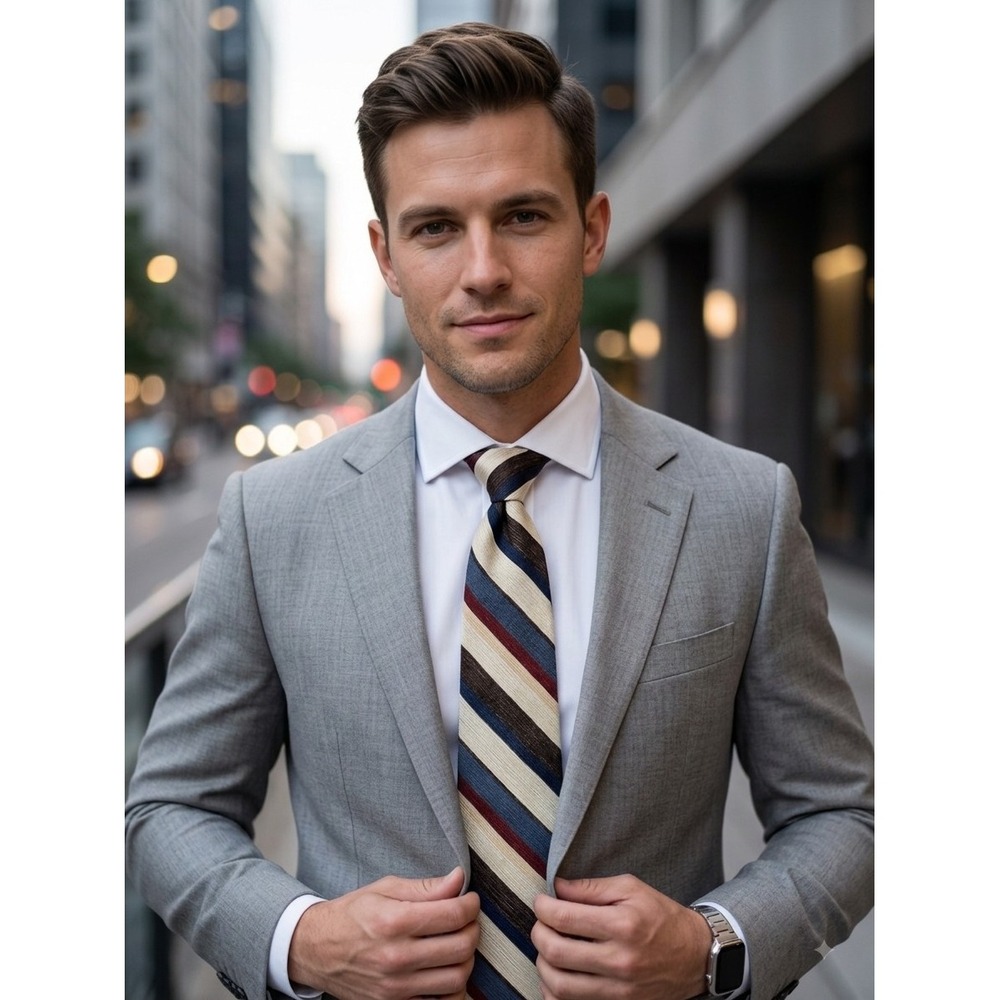 Mervyns Pour Les Hommes Striped Tie Navy Burgundy Vintage Necktie Grandpacore